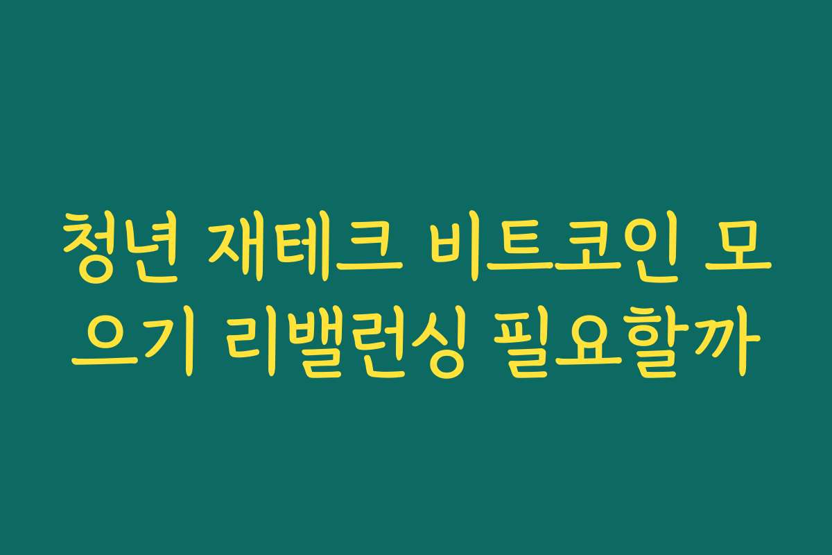 청년 재테크 비트코인 모으기 리밸런싱 필요할까