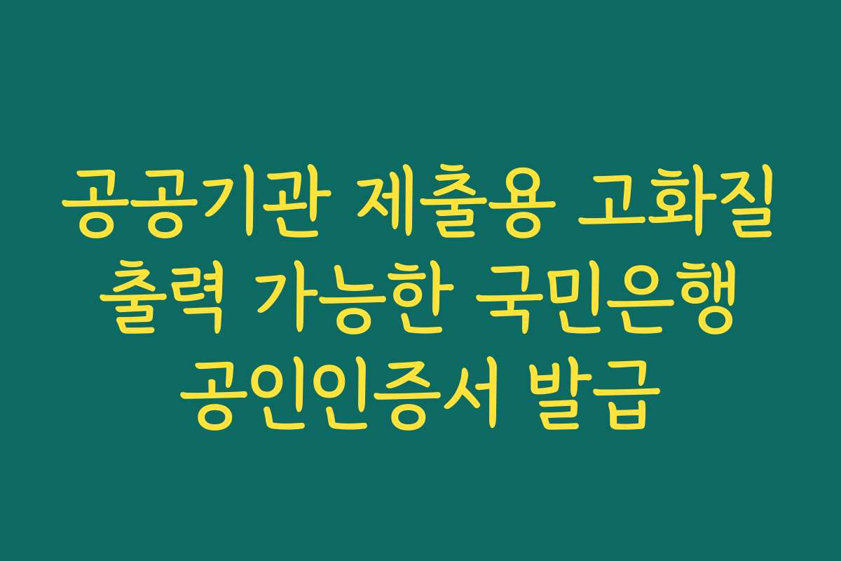 공공기관 제출용 고화질 출력 가능한 국민은행 공인인증서 발급