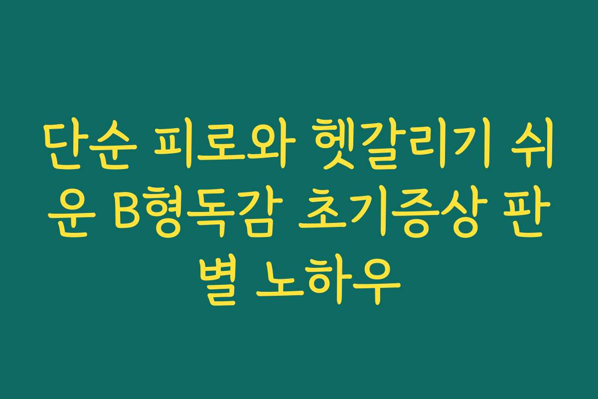 단순 피로와 헷갈리기 쉬운 B형독감 초기증상 판별 노하우