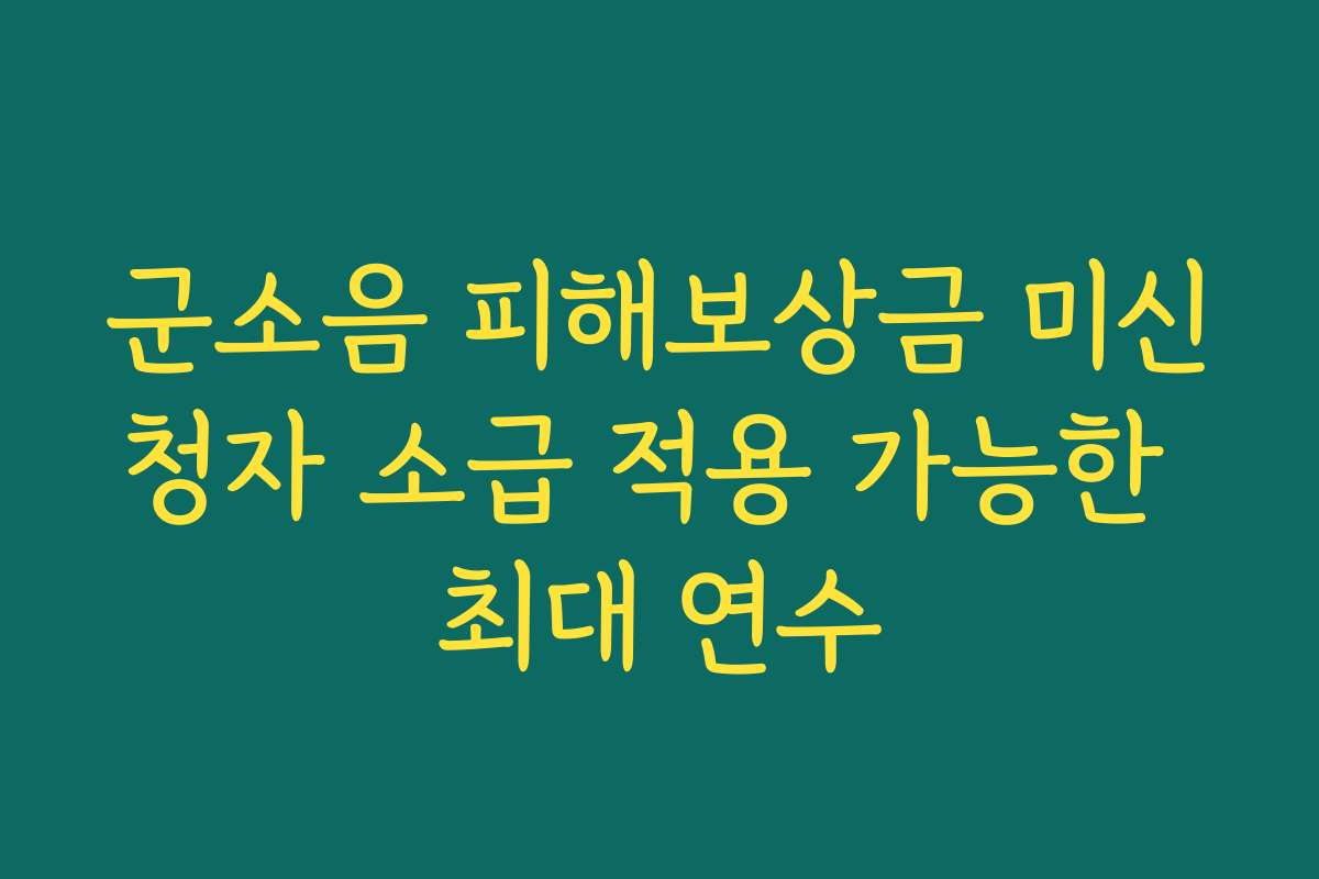 군소음 피해보상금 미신청자 소급 적용 가능한 최대 연수