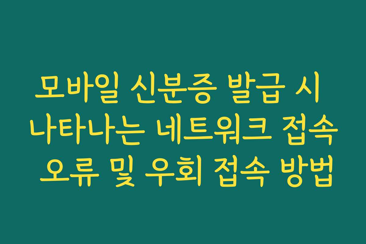 모바일 신분증 발급 시 나타나는 네트워크 접속 오류 및 우회 접속 방법 모바일 신분증 발급 시 나타나는 네트워크 접속 오류 및 우회 접속 방법