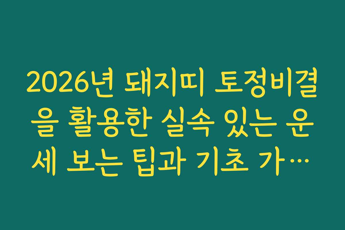 2026년 돼지띠 토정비결을 활용한 실속 있는 운세 보는 팁과 기초 가이드