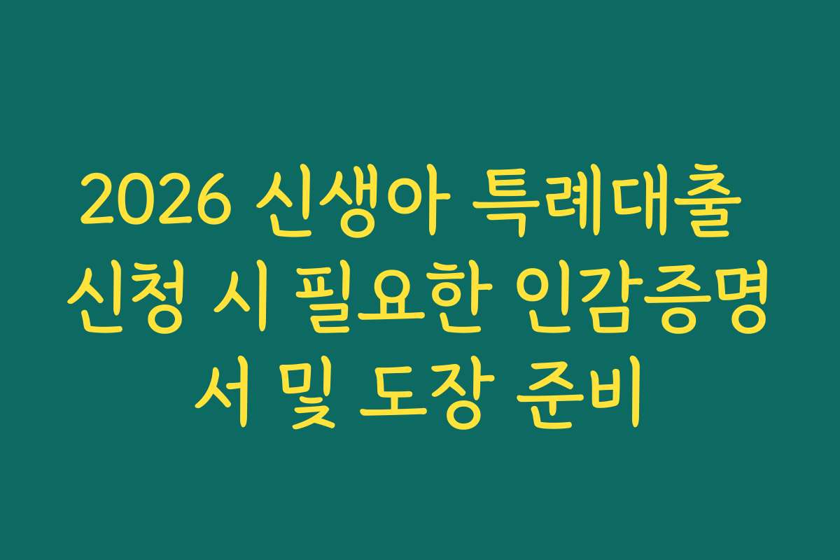 2026 신생아 특례대출 신청 시 필요한 인감증명서 및 도장 준비