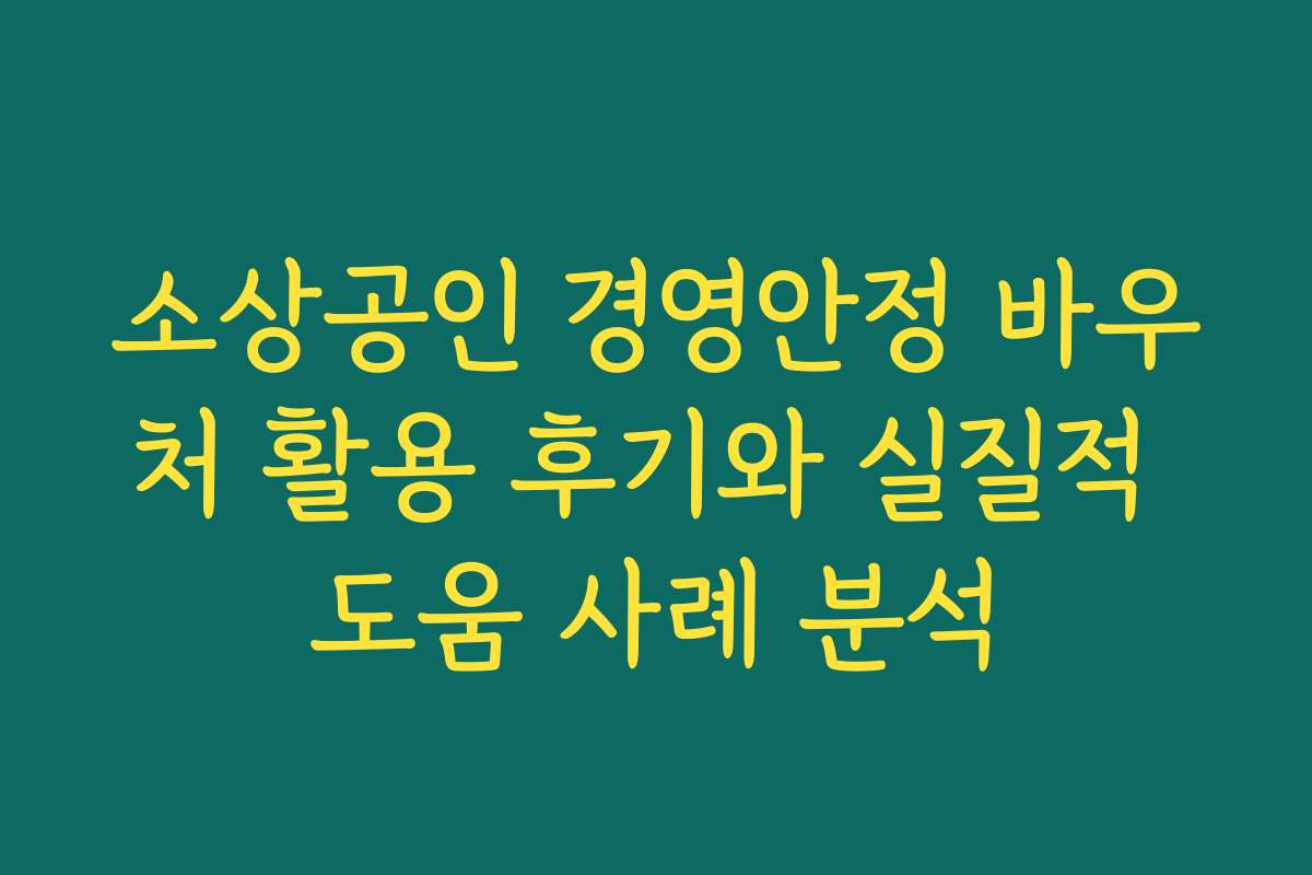 소상공인 경영안정 바우처 활용 후기와 실질적 도움 사례 분석 소상공인 경영안정 바우처 활용 후기와 실질적 도움 사례 분석