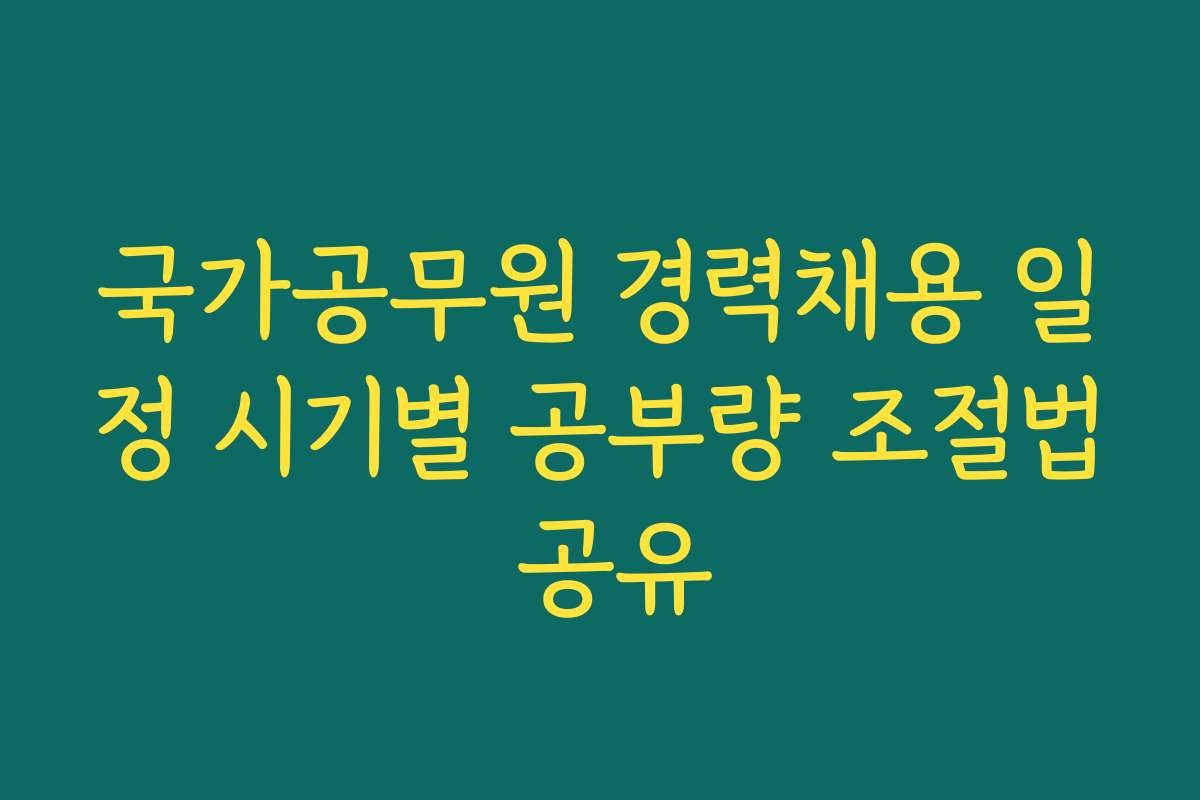 국가공무원 경력채용 일정 시기별 공부량 조절법 공유