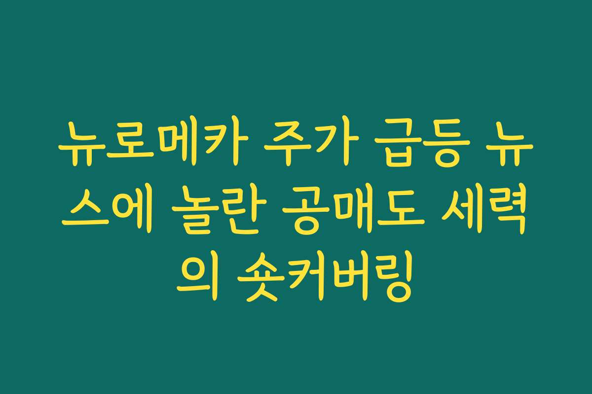 뉴로메카 주가 급등 뉴스에 놀란 공매도 세력의 숏커버링