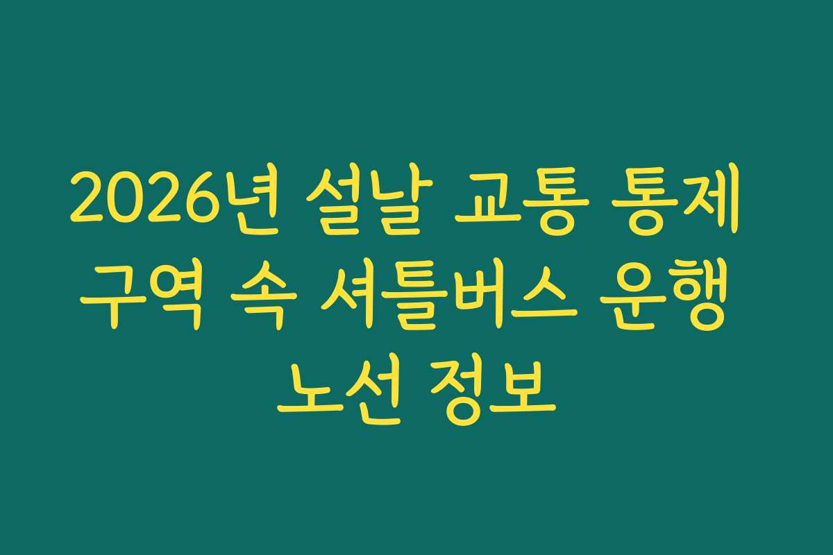 2026년 설날 교통 통제 구역 속 셔틀버스 운행 노선 정보