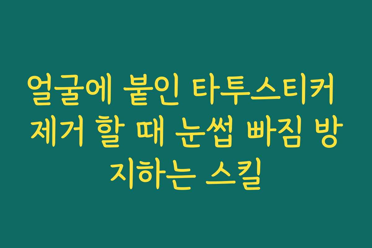 얼굴에 붙인 타투스티커 제거 할 때 눈썹 빠짐 방지하는 스킬