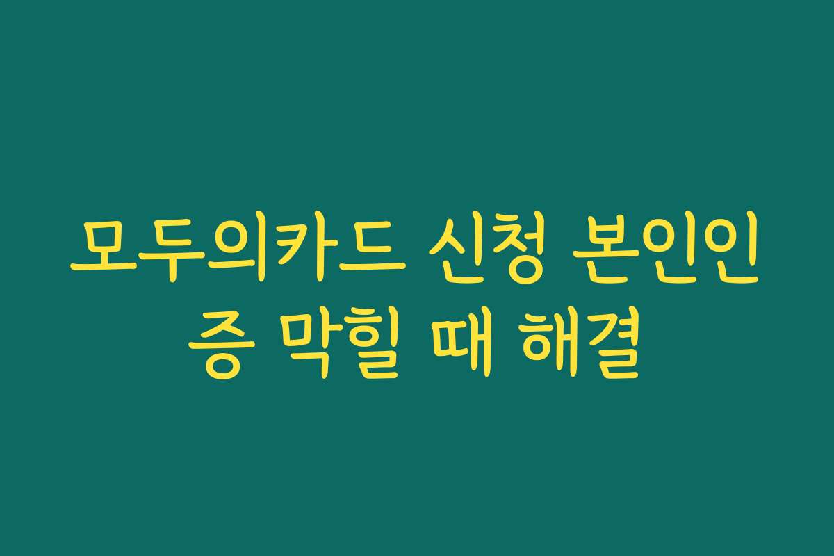 모두의카드 신청 본인인증 막힐 때 해결
