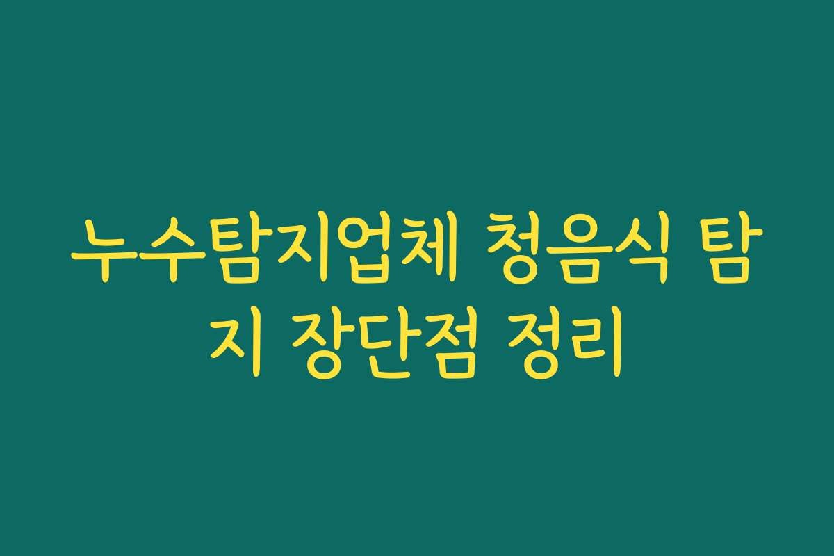 누수탐지업체 청음식 탐지 장단점 정리
