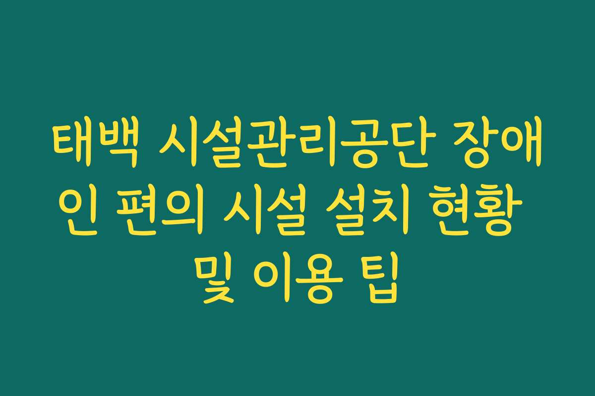 태백 시설관리공단 장애인 편의 시설 설치 현황 및 이용 팁 태백 시설관리공단 장애인 편의 시설 설치 현황 및 이용 팁