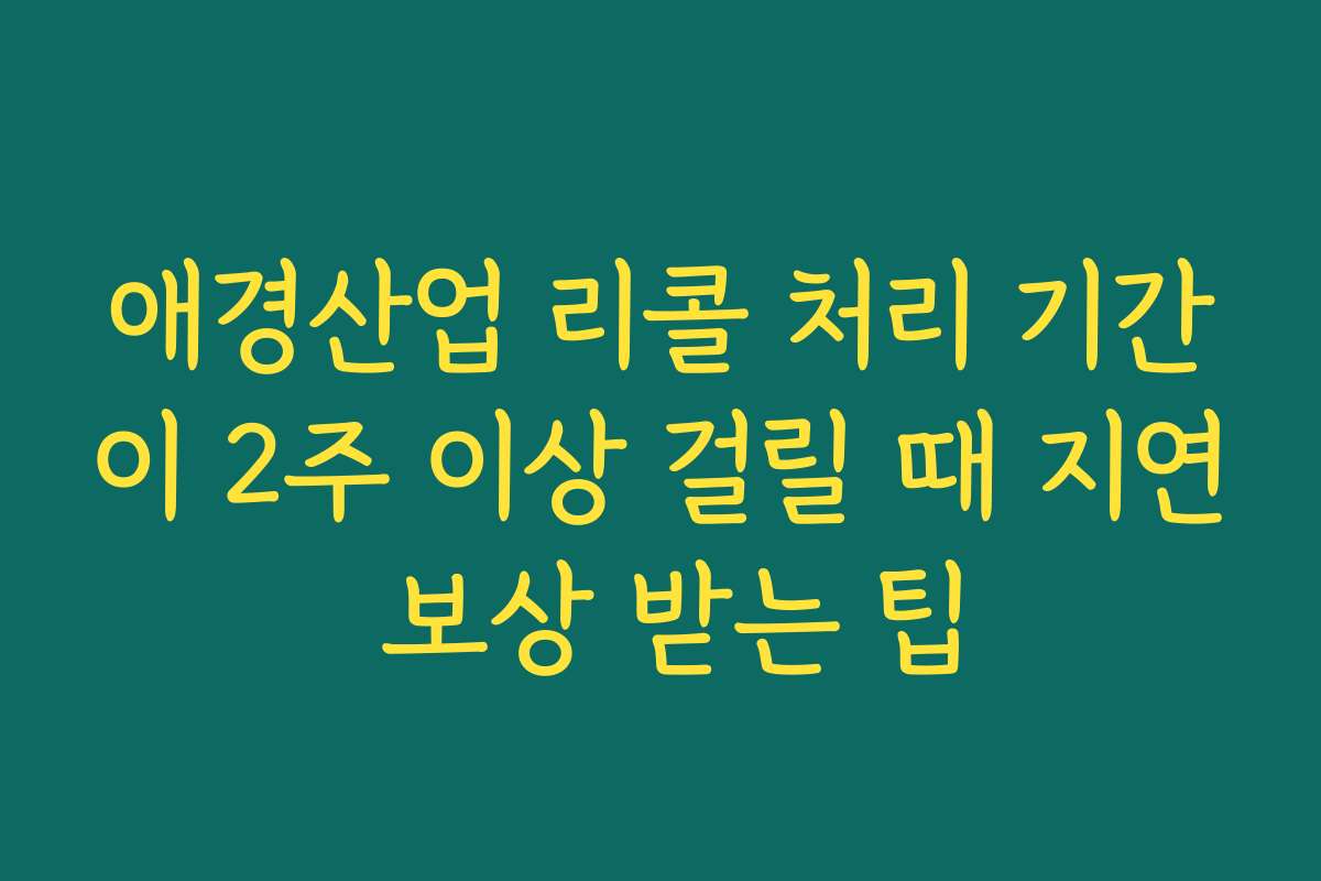 애경산업 리콜 처리 기간이 2주 이상 걸릴 때 지연 보상 받는 팁
