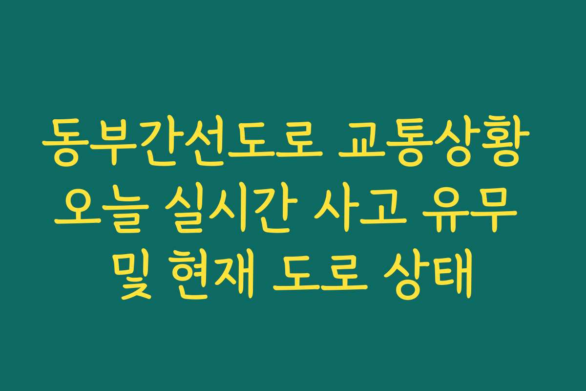 동부간선도로 교통상황 오늘 실시간 사고 유무 및 현재 도로 상태