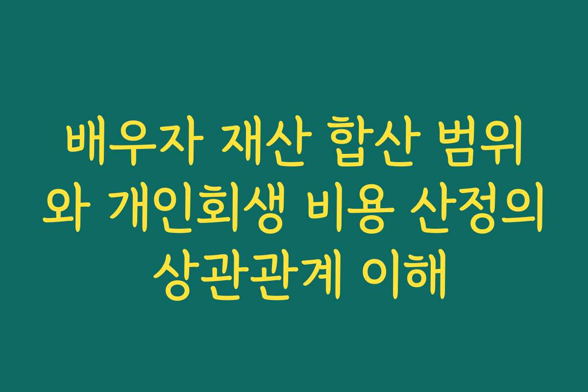 배우자 재산 합산 범위와 개인회생 비용 산정의 상관관계 이해