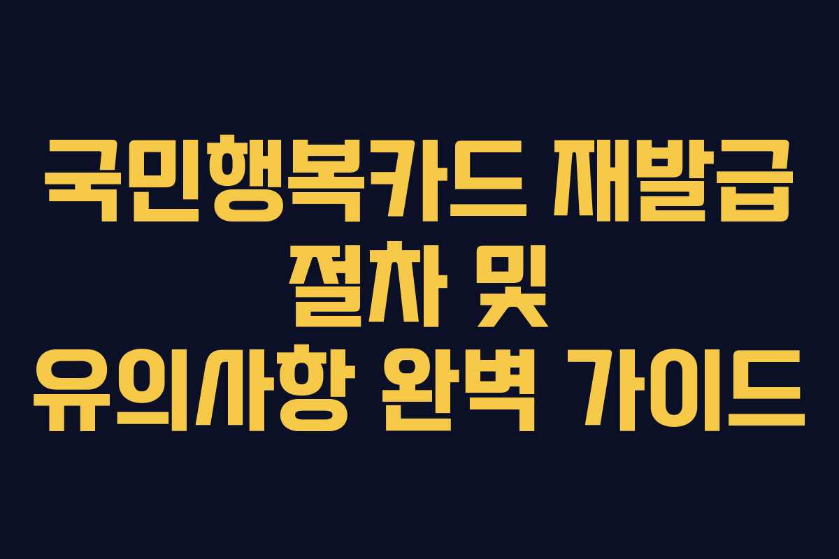국민행복카드 재발급 절차 및 유의사항 완벽 가이드