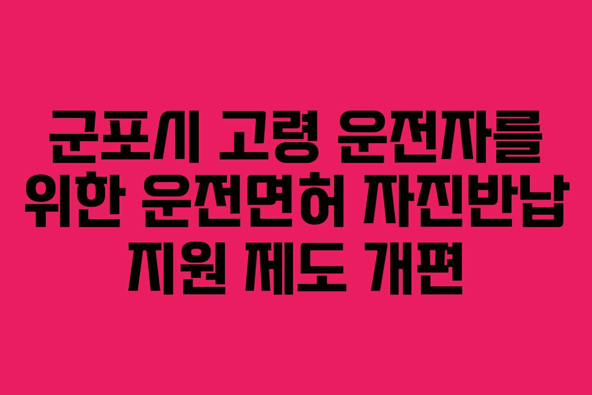 군포시 고령 운전자를 위한 운전면허 자진반납 지원 제도 개편 군포시 고령 운전자를 위한 운전면허 자진반납 지원 제도 개편