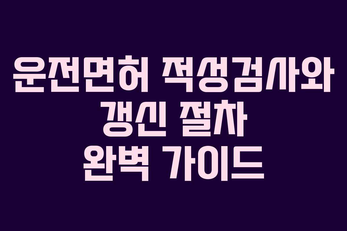 운전면허 적성검사와 갱신 절차 완벽 가이드