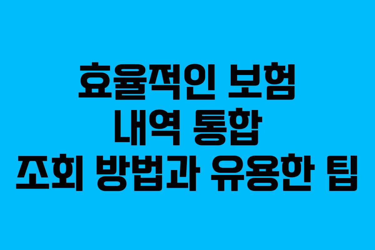 효율적인 보험 내역 통합 조회 방법과 유용한 팁