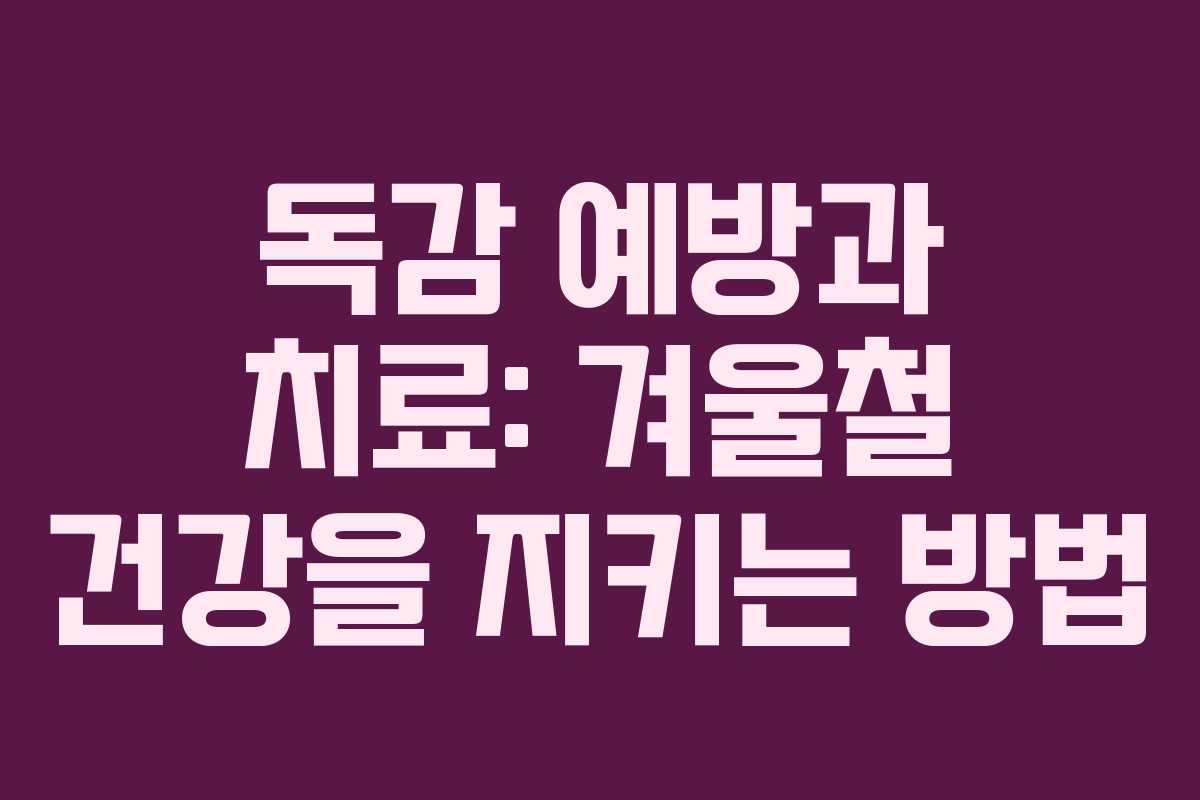 독감 예방과 치료: 겨울철 건강을 지키는 방법