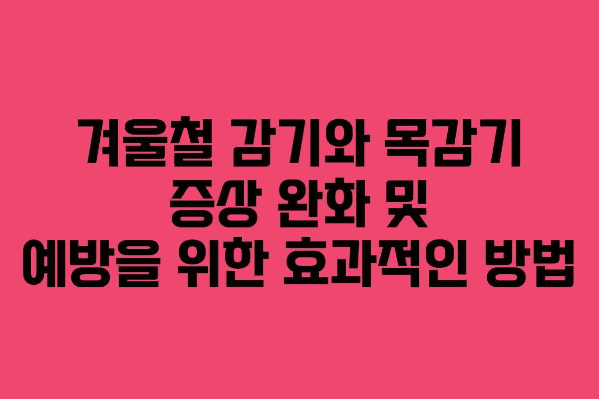겨울철 감기와 목감기 증상 완화 및 예방을 위한 효과적인 방법