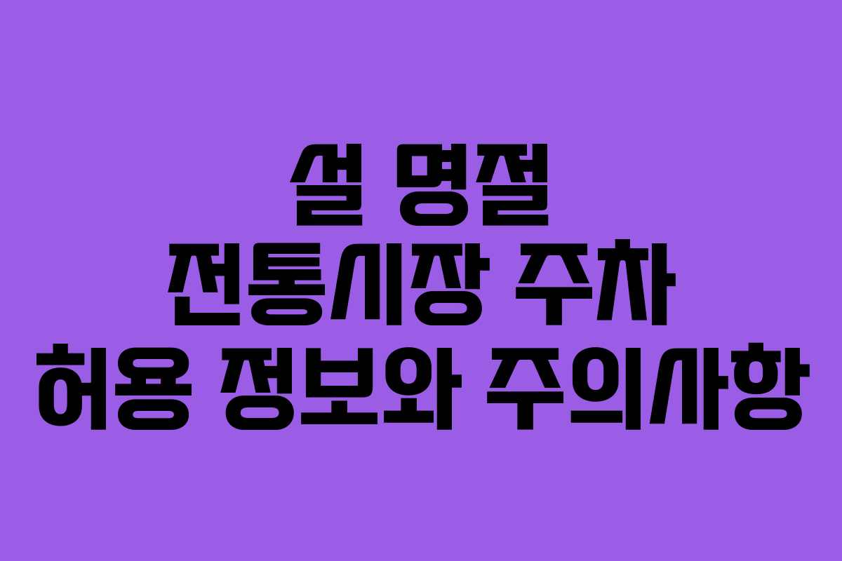 설 명절 전통시장 주차 허용 정보와 주의사항