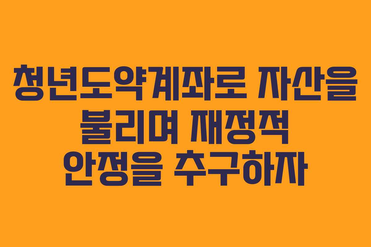청년도약계좌로 자산을 불리며 재정적 안정을 추구하자