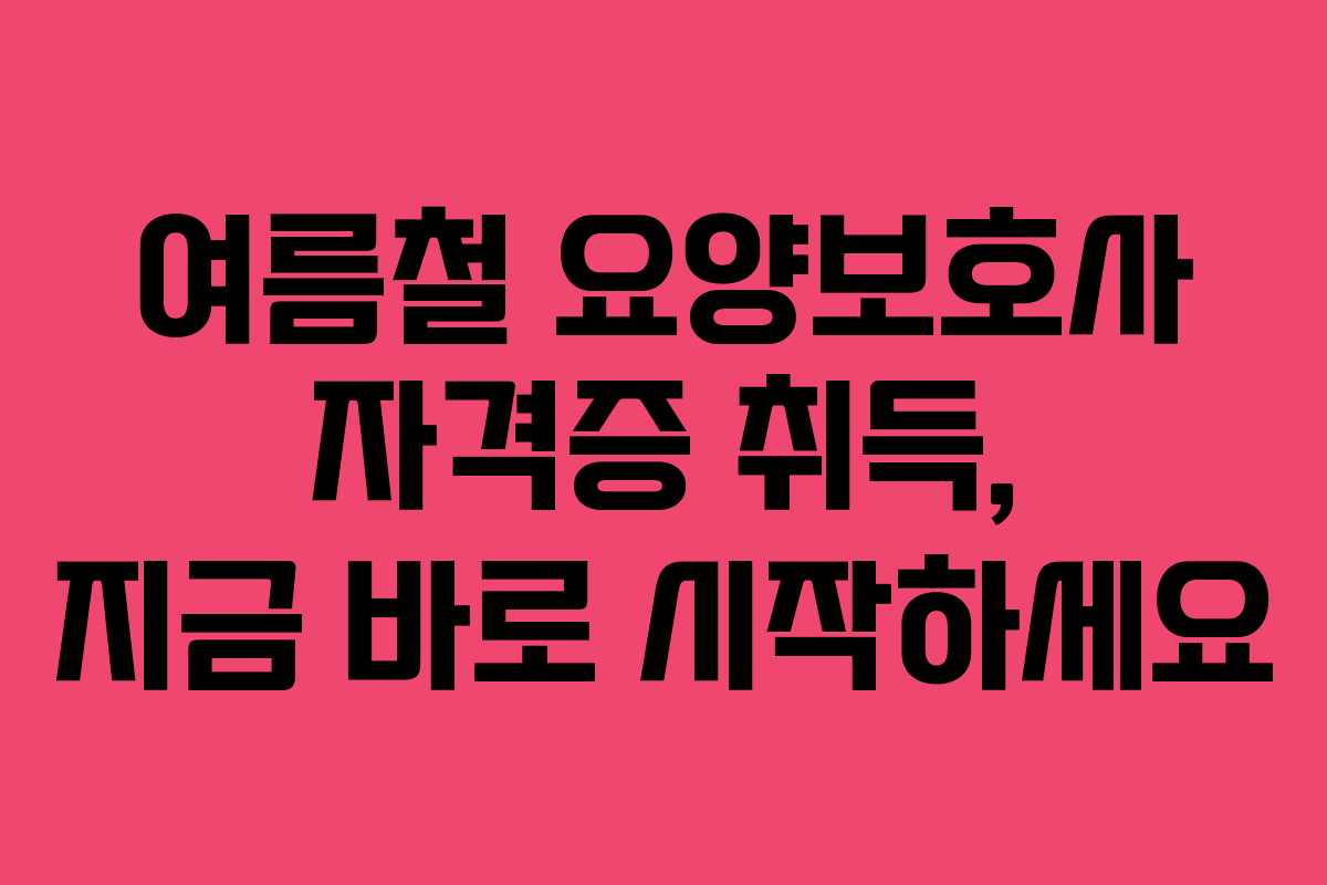 여름철 요양보호사 자격증 취득, 지금 바로 시작하세요