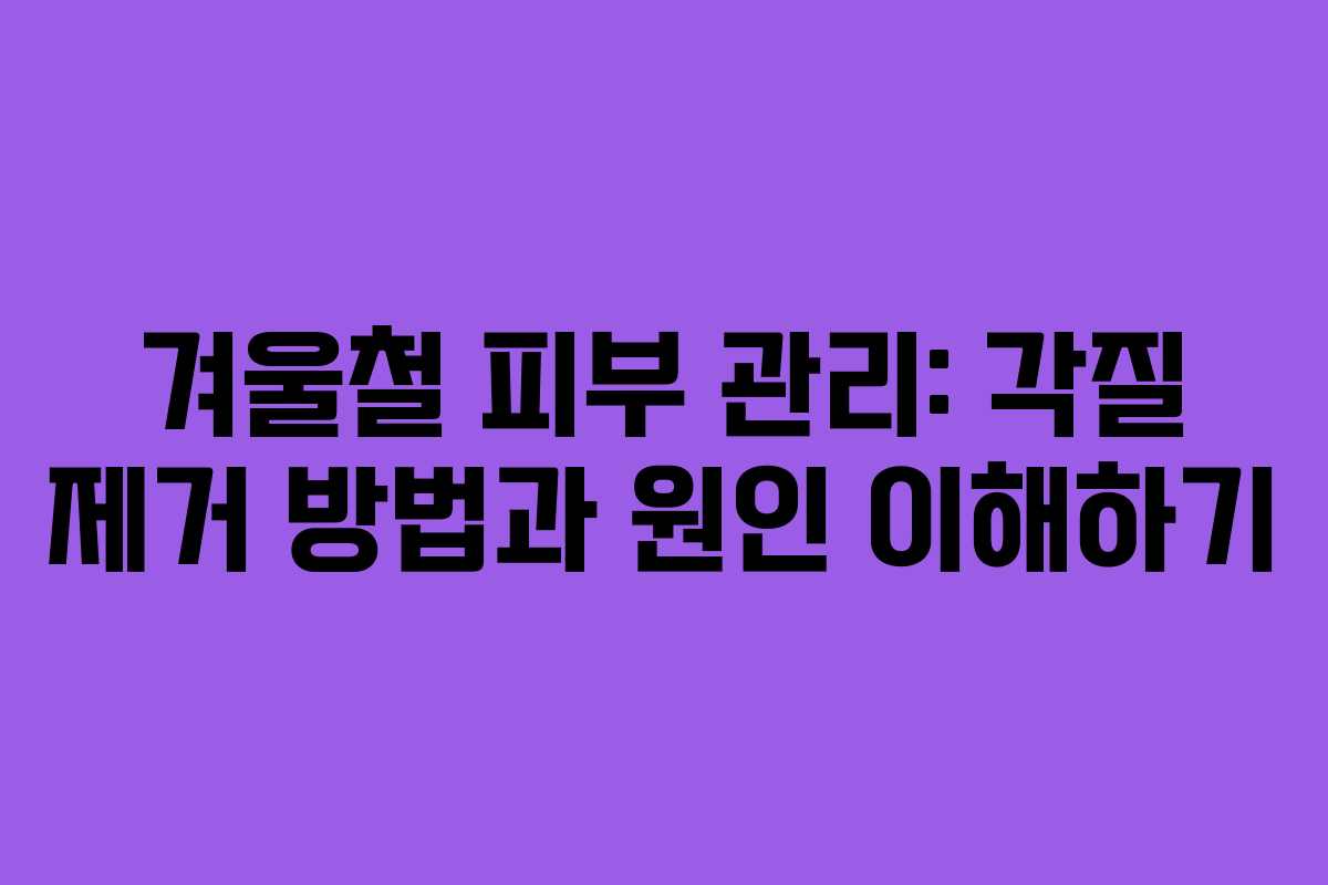 겨울철 피부 관리: 각질 제거 방법과 원인 이해하기 겨울철 피부 관리: 각질 제거 방법과 원인 이해하기