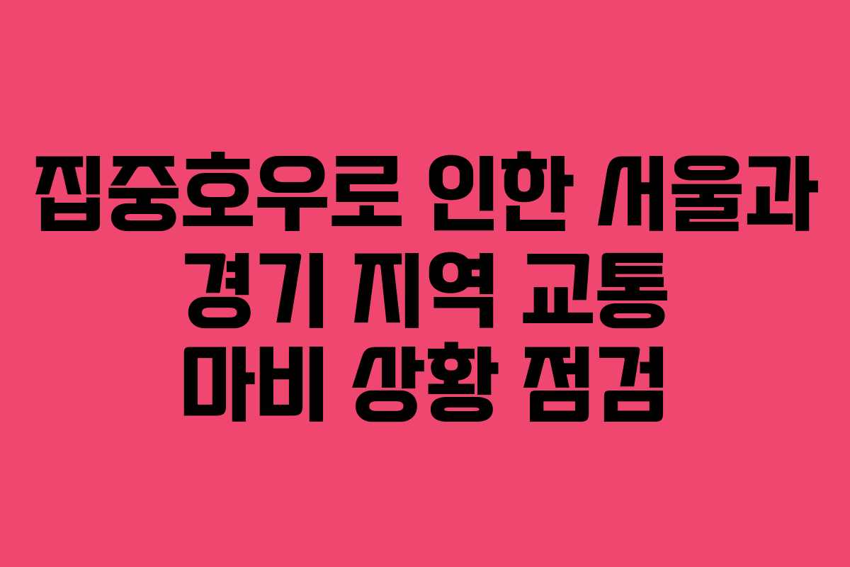 집중호우로 인한 서울과 경기 지역 교통 마비 상황 점검