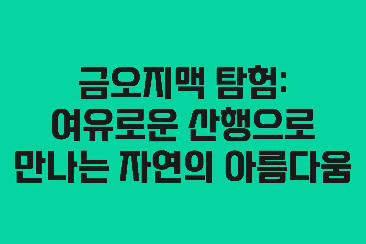 금오지맥 탐험: 여유로운 산행으로 만나는 자연의 아름다움