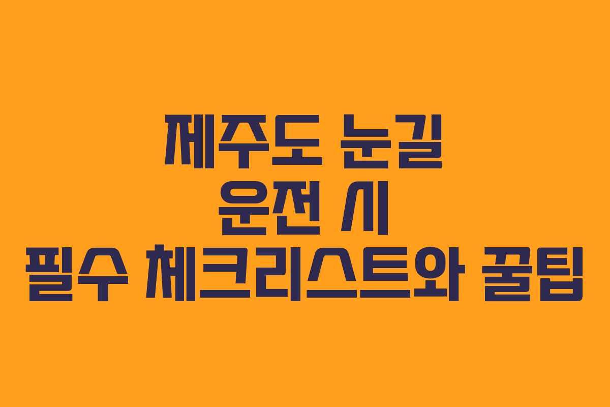 제주도 눈길 운전 시 필수 체크리스트와 꿀팁