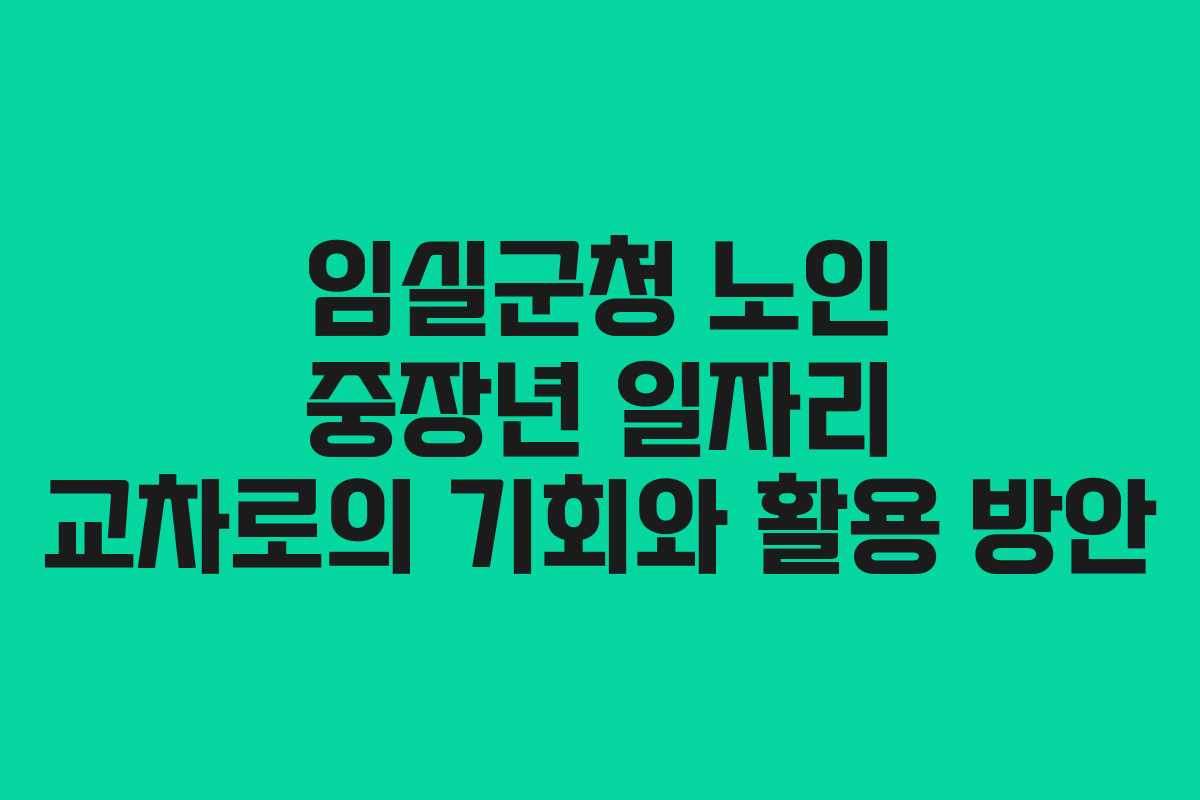 임실군청 노인 중장년 일자리 교차로의 기회와 활용 방안