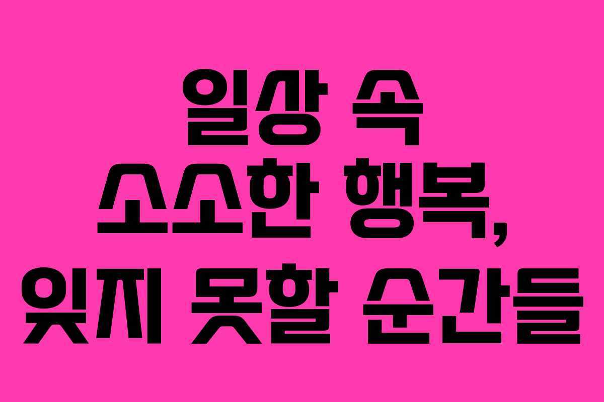 일상 속 소소한 행복, 잊지 못할 순간들