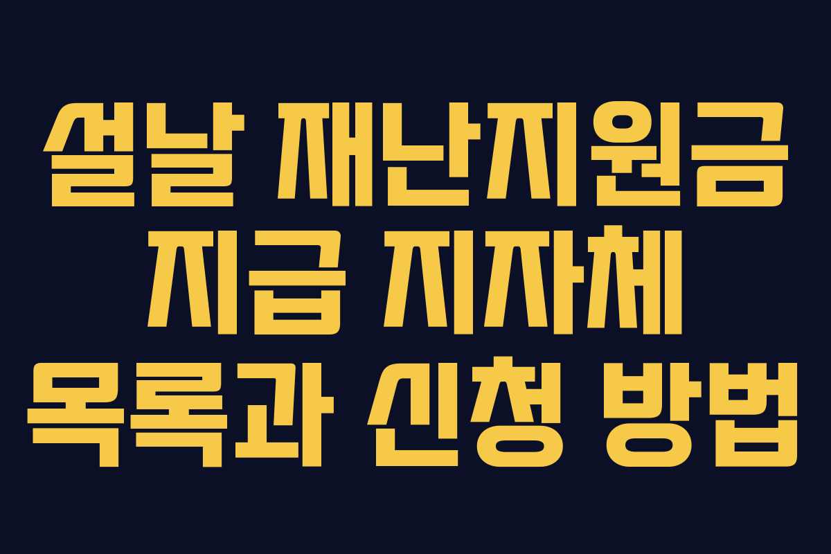 설날 재난지원금 지급 지자체 목록과 신청 방법 설날 재난지원금 지급 지자체 목록과 신청 방법