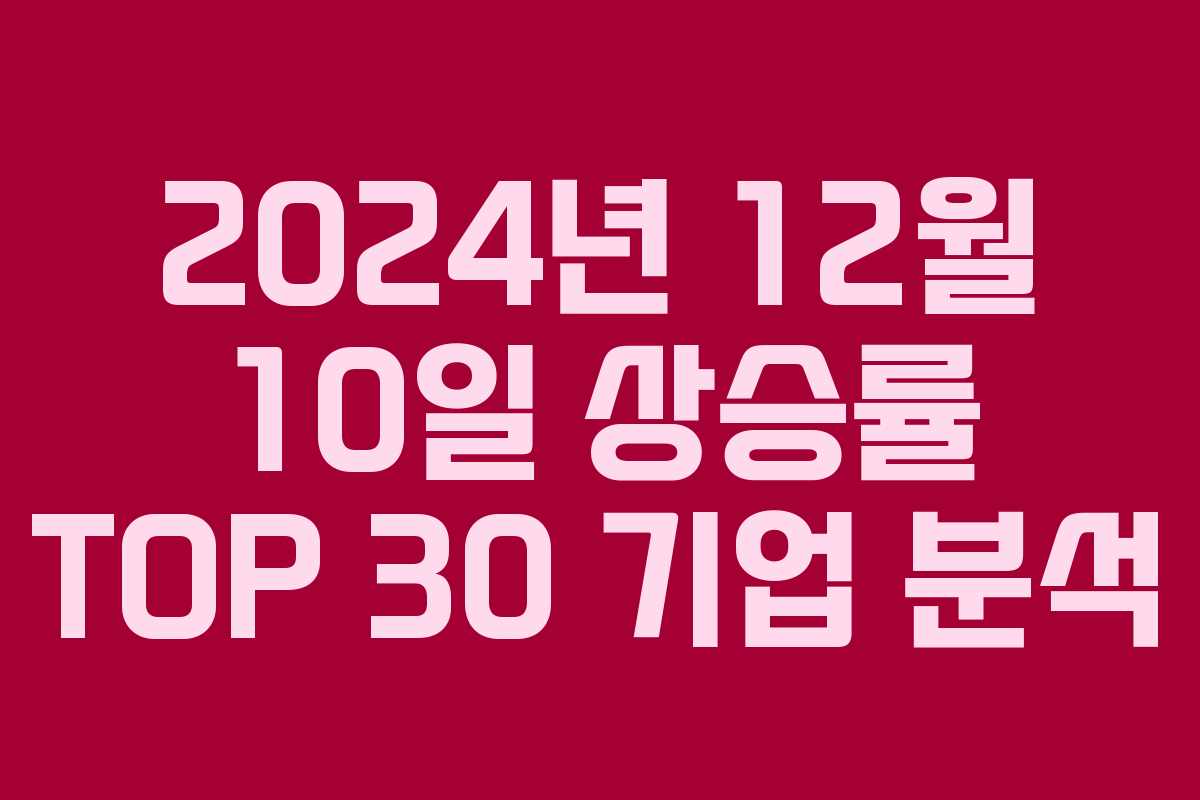 2024년 12월 10일 상승률 TOP 30 기업 분석
