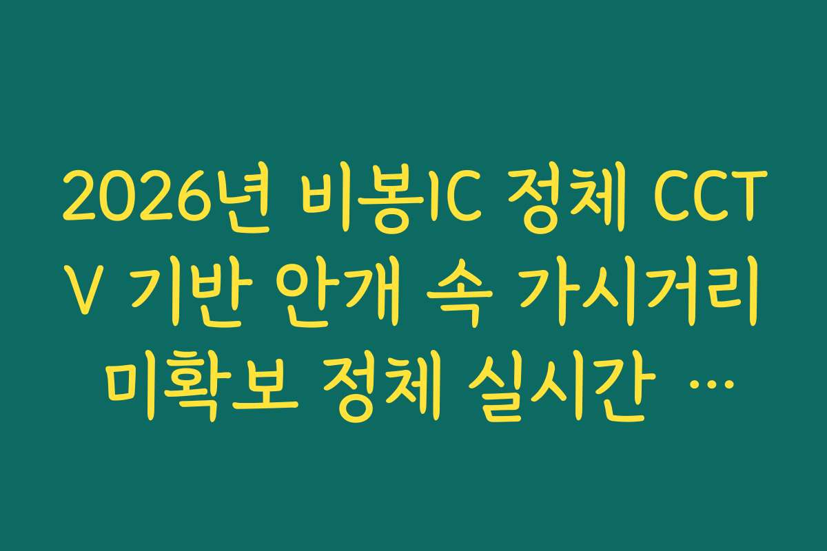 2026년 비봉IC 정체 CCTV 기반 안개 속 가시거리 미확보 정체 실시간 분석