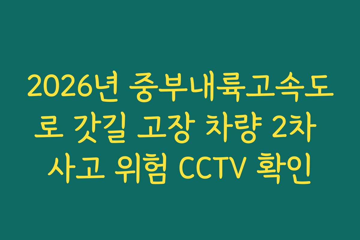 2026년 중부내륙고속도로 갓길 고장 차량 2차 사고 위험 CCTV 확인