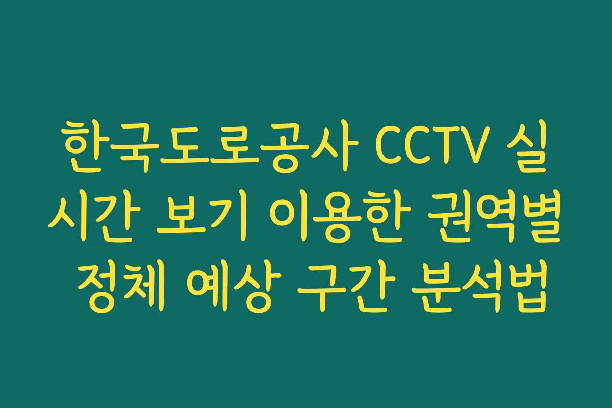 한국도로공사 CCTV 실시간 보기 이용한 권역별 정체 예상 구간 분석법 한국도로공사 CCTV 실시간 보기 이용한 권역별 정체 예상 구간 분석법