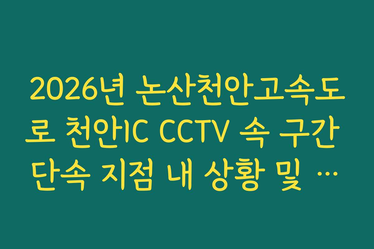2026년 논산천안고속도로 천안IC CCTV 속 구간 단속 지점 내 상황 및 속도 준수 분석