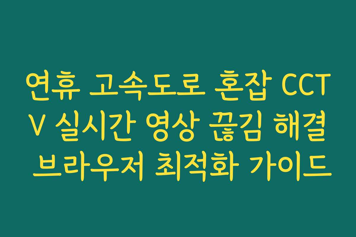 연휴 고속도로 혼잡 CCTV 실시간 영상 끊김 해결 브라우저 최적화 가이드