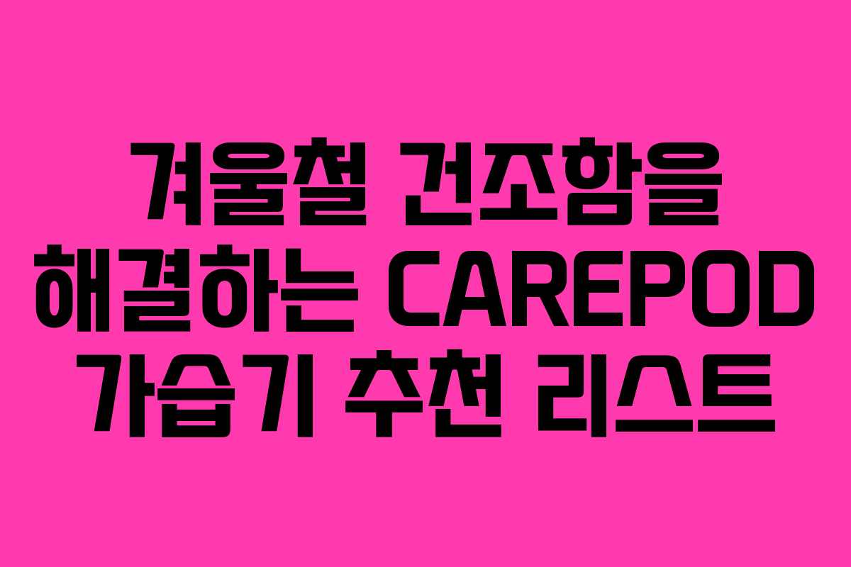 겨울철 건조함을 해결하는 CAREPOD 가습기 추천 리스트