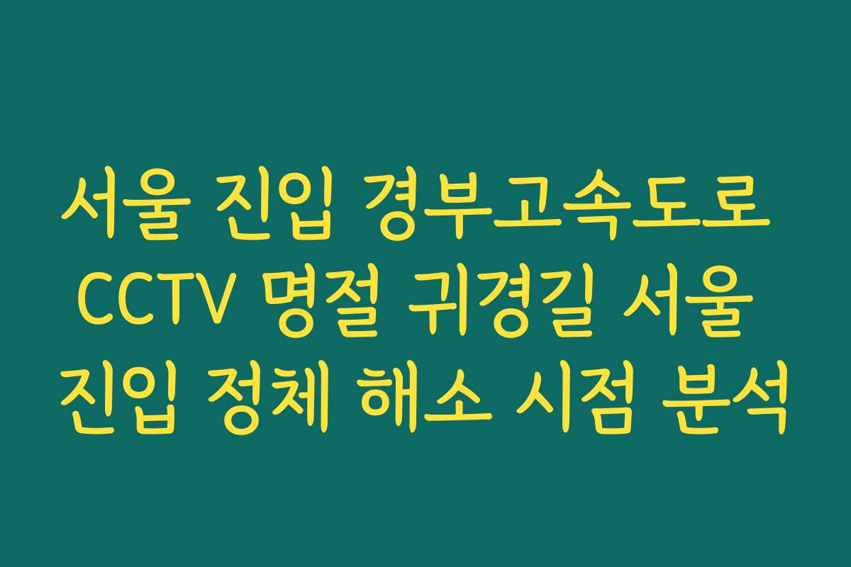 서울 진입 경부고속도로 CCTV 명절 귀경길 서울 진입 정체 해소 시점 분석 서울 진입 경부고속도로 CCTV 명절 귀경길 서울 진입 정체 해소 시점 분석