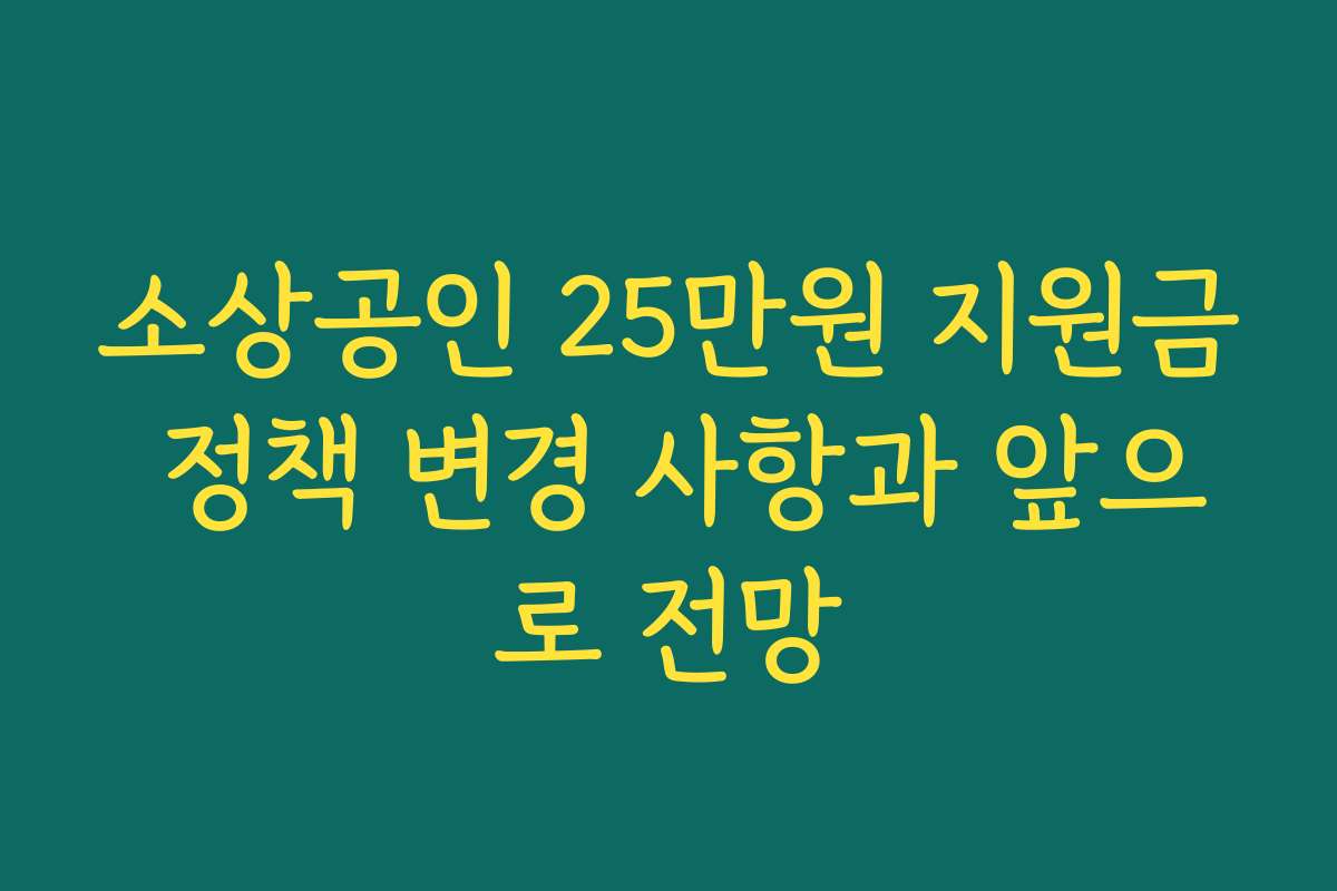 소상공인 25만원 지원금 정책 변경 사항과 앞으로 전망
