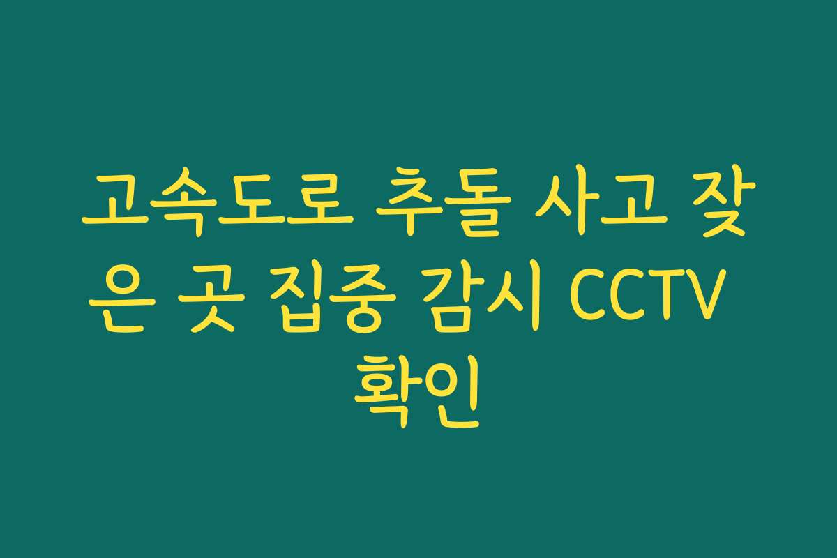 고속도로 추돌 사고 잦은 곳 집중 감시 CCTV 확인