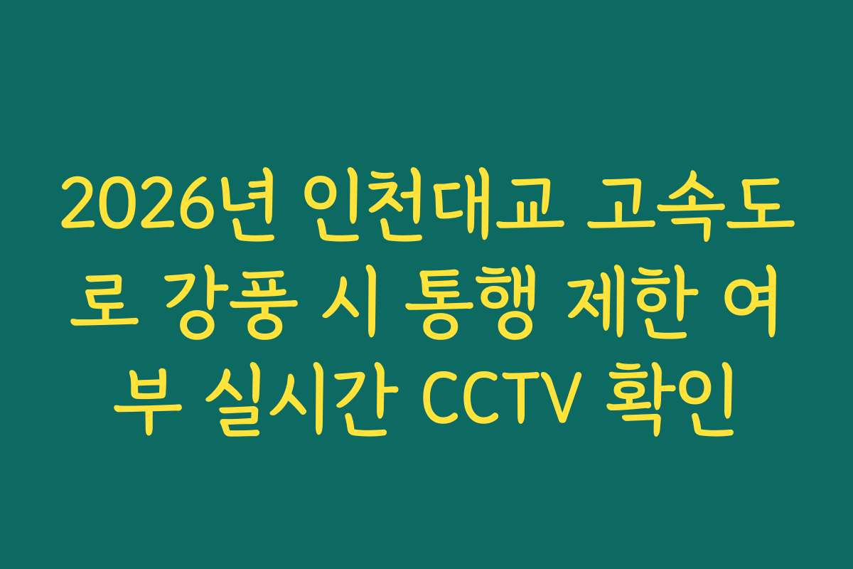 2026년 인천대교 고속도로 강풍 시 통행 제한 여부 실시간 CCTV 확인 2026년 인천대교 고속도로 강풍 시 통행 제한 여부 실시간 CCTV 확인