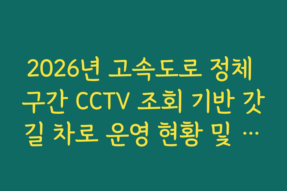 2026년 고속도로 정체 구간 CCTV 조회 기반 갓길 차로 운영 현황 및 해소 실태 확인 2026년 고속도로 정체 구간 CCTV 조회 기반 갓길 차로 운영 현황 및 해소 실태 확인