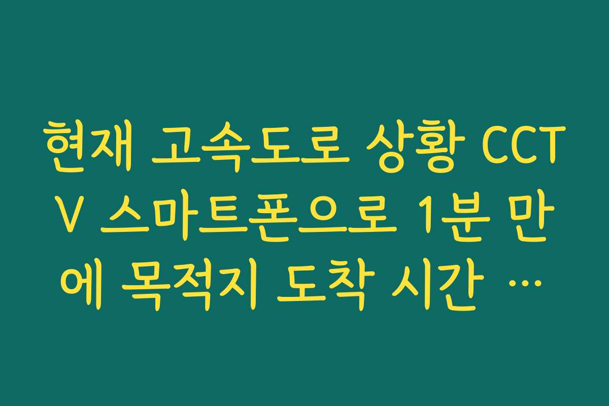 현재 고속도로 상황 CCTV 스마트폰으로 1분 만에 목적지 도착 시간 대조 현재 고속도로 상황 CCTV 스마트폰으로 1분 만에 목적지 도착 시간 대조