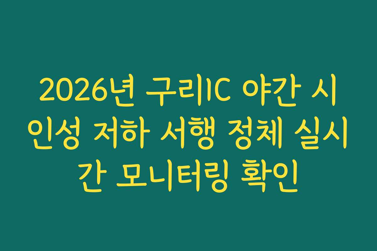 2026년 구리IC 야간 시인성 저하 서행 정체 실시간 모니터링 확인