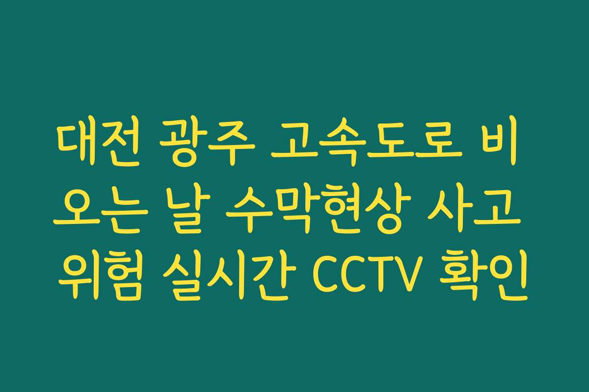 대전 광주 고속도로 비 오는 날 수막현상 사고 위험 실시간 CCTV 확인