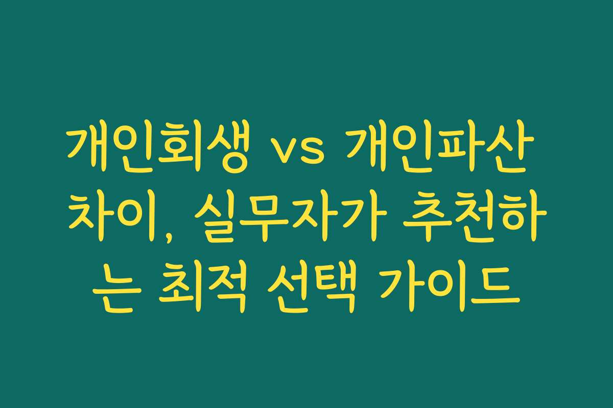 개인회생 vs 개인파산 차이, 실무자가 추천하는 최적 선택 가이드
